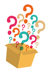 Icon with question marks coming out of a box