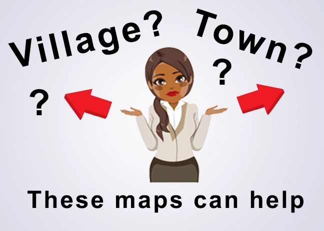 Icon indicating the maps below can help distinguish Village and Town of Saugerties borders