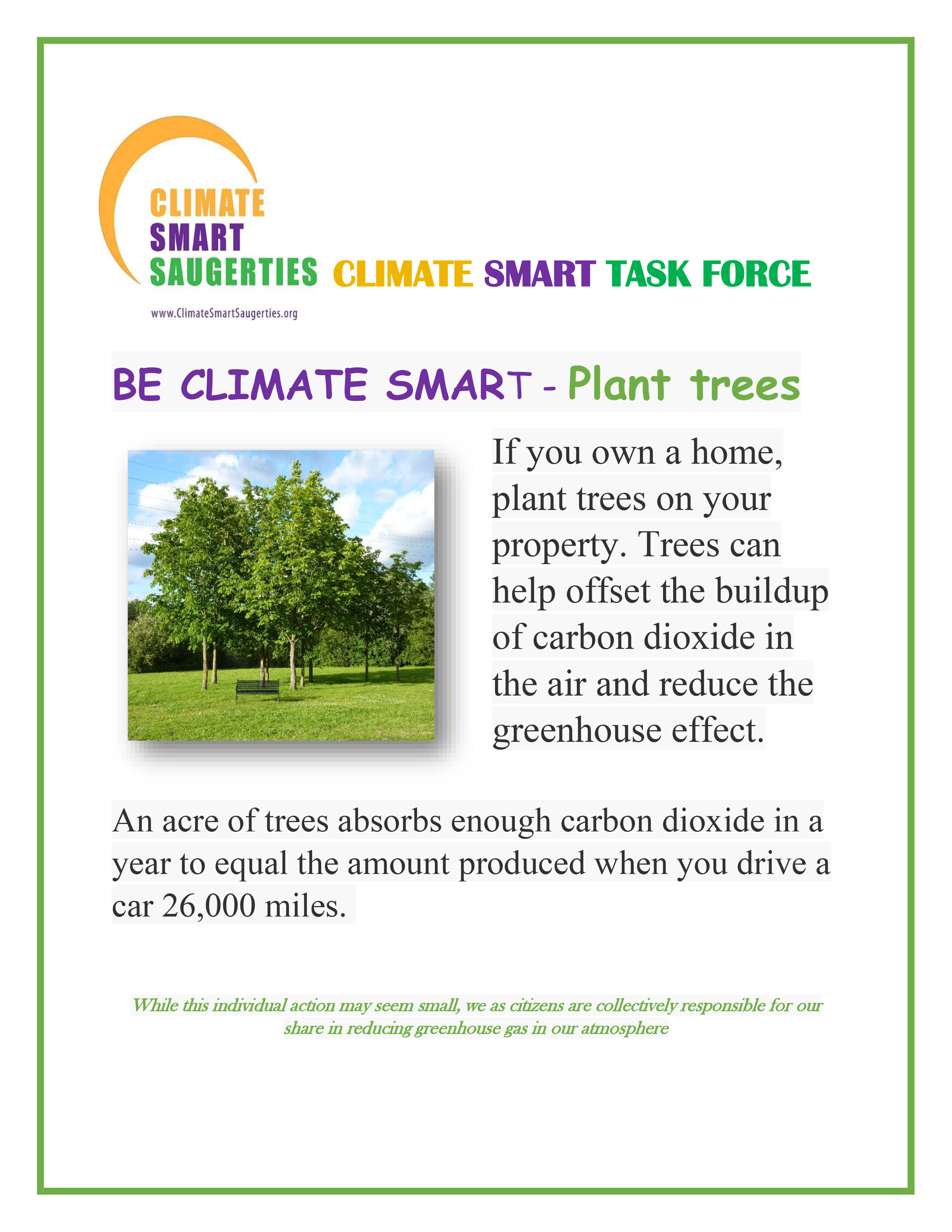 Poster with advice about planting a tree on your property