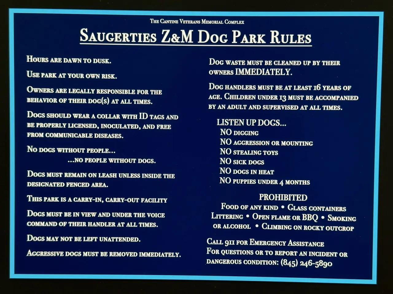 Dog Park Rules